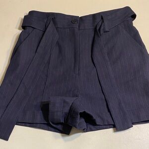 Maje Navy Pinstripe Belted Skort